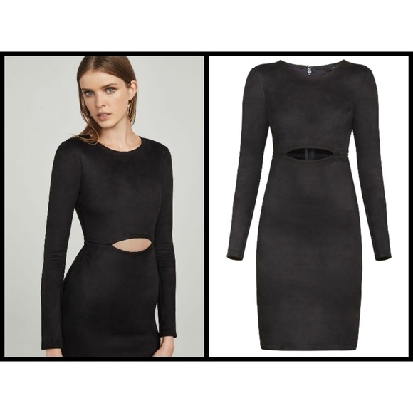💕BCBGMAXAZRIA💕 Faux-Suede Cutout Body-Con Dress - Picture 1 of 8